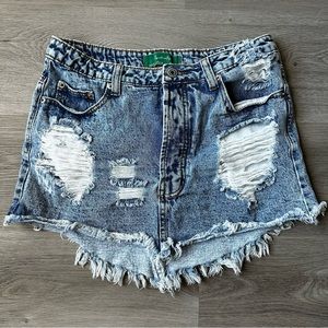 Distressed Denim Mini Skirt Signature Eight